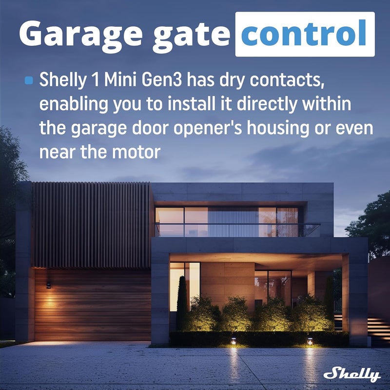 Shelly 1 ميني جين 3 | مفتاح ذكي واي فاي ريلاي 1 قناة 8A | أتمتة المنزل | بوابة بلوتوث | متوافق مع أليكسا وجوجل هوم | تطبيق iOS أندرويد | لا حاجة لمركز | جهات اتصال جافة (عبوة 2)  - Image 5